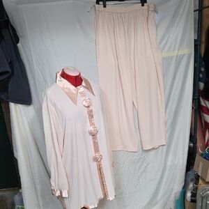 Saks Fifth Avenue Cream Pajama Set with Pink Accents